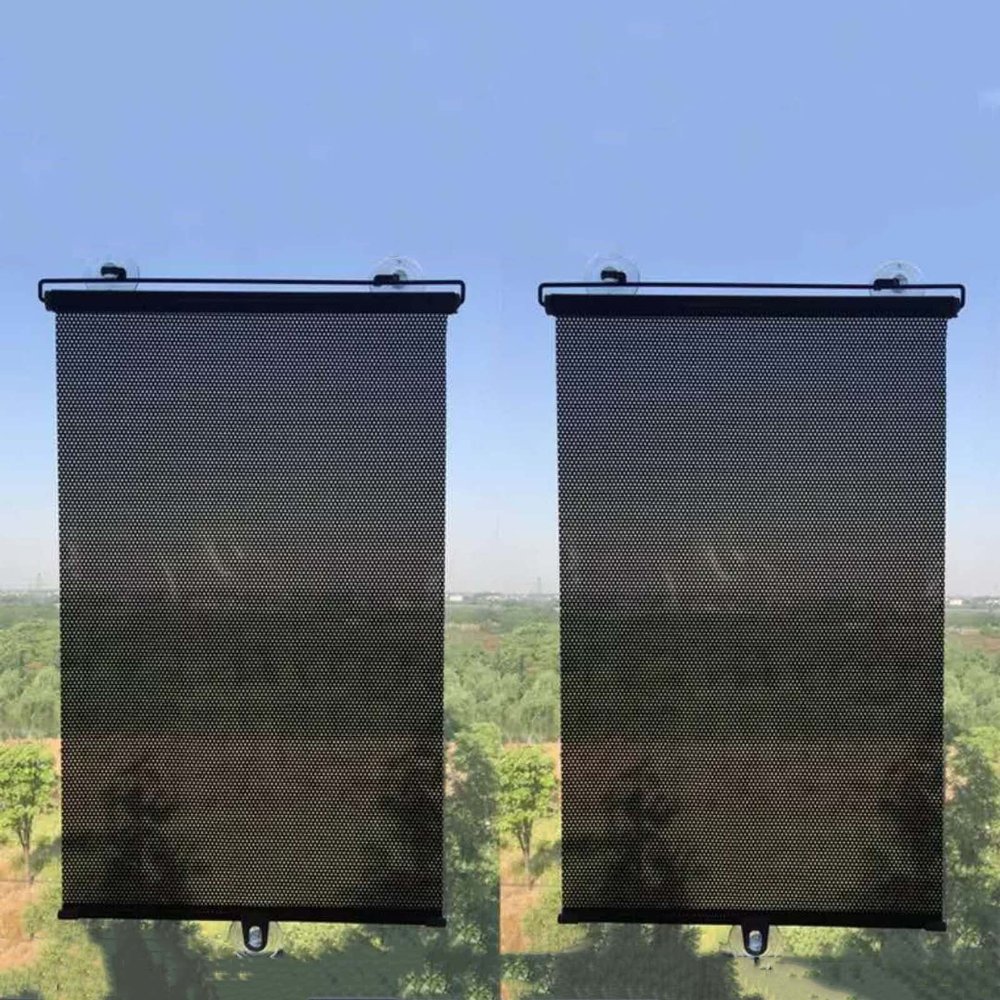 Sunshade Roller Blinds with Suction Cup, Retractable Roller Blinds, Portable Window Shade Curtains,Thermal insulation,for Home, Car, Easy Travel Carrying, No Drilling,Black-58x125cm/22.8x49.2in