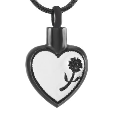 SHEIL Flower in My Heart 316L Stainless Steel Cremation Jewelry Pendant Ashes Holder Memorial Necklace for Women and Men