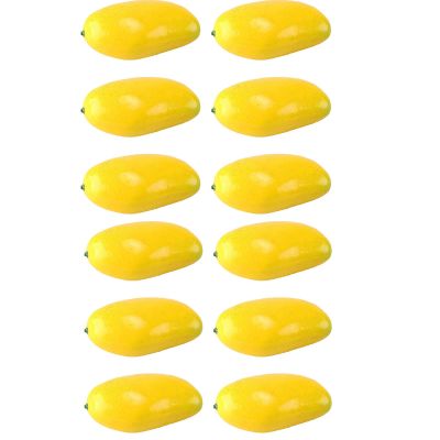 12Pcs Artificial Mango, Faux Foam Plastic Yellow Mango, Decorative Artificial Fruits Simulation Fruit for Home Kitchen Restaurant Office Wedding Party Decor Photo Props
