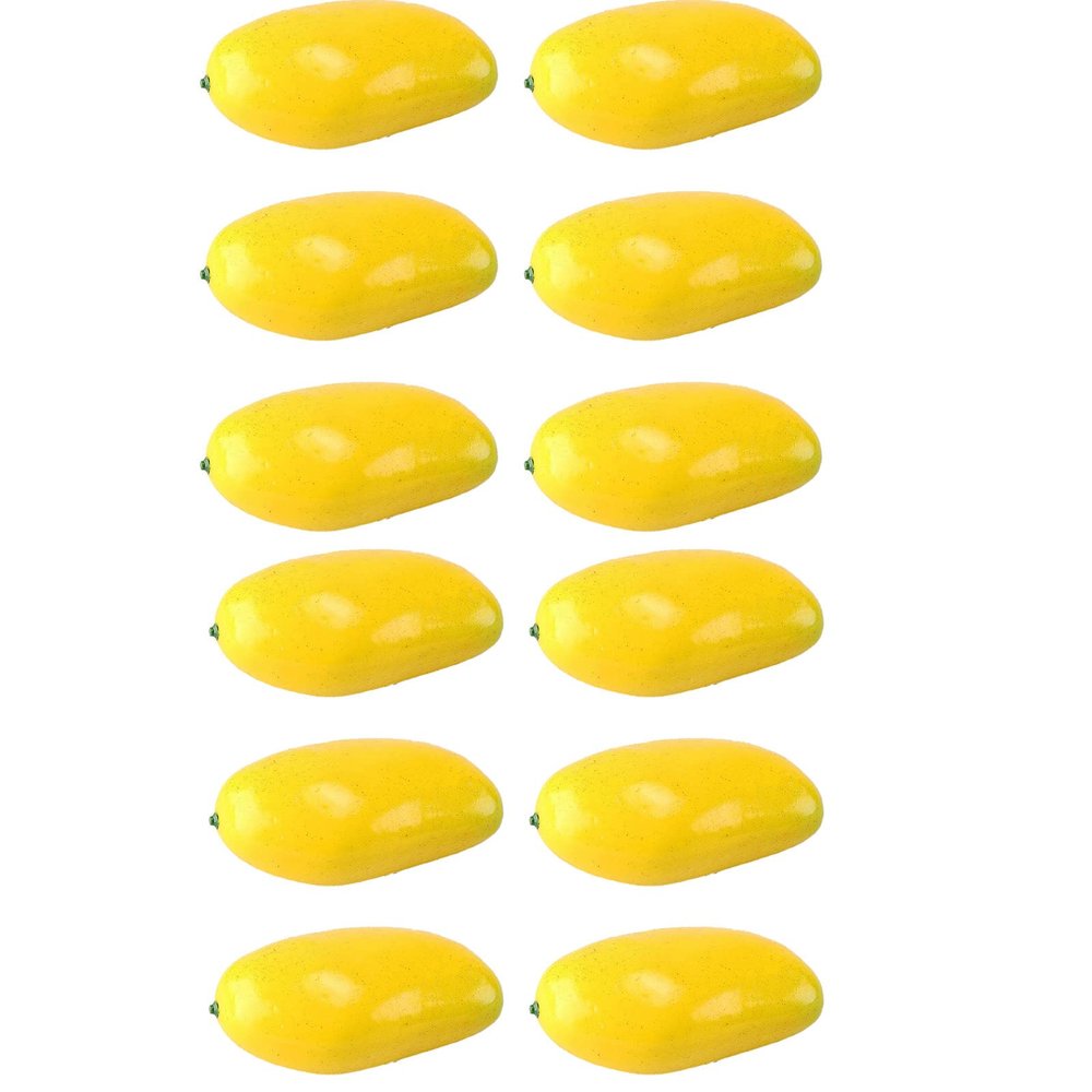 12Pcs Artificial Mango, Faux Foam Plastic Yellow Mango, Decorative Artificial Fruits Simulation Fruit for Home Kitchen Restaurant Office Wedding Party Decor Photo Props