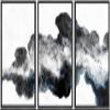 SIGNWIN Framed Canvas Print Wall Art Set Dark Black Smoke Geometric Waves Abstract Shapes Illustrations Modern Art Decorative Nordic Zen Chic for Living Room, Bedroom, Office - 16"x24"x3 Black view 1