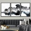 SIGNWIN Framed Canvas Print Wall Art Set Dark Black Smoke Geometric Waves Abstract Shapes Illustrations Modern Art Decorative Nordic Zen Chic for Living Room, Bedroom, Office - 16"x24"x3 Black view 2