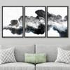 SIGNWIN Framed Canvas Print Wall Art Set Dark Black Smoke Geometric Waves Abstract Shapes Illustrations Modern Art Decorative Nordic Zen Chic for Living Room, Bedroom, Office - 16"x24"x3 Black view 3
