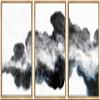 SIGNWIN Framed Canvas Print Wall Art Set Dark Black Smoke Geometric Waves Abstract Shapes Illustrations Modern Art Decorative Nordic Zen Chic for Living Room, Bedroom, Office - 16"x24"x3 Natural view 1