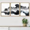 SIGNWIN Framed Canvas Print Wall Art Set Dark Black Smoke Geometric Waves Abstract Shapes Illustrations Modern Art Decorative Nordic Zen Chic for Living Room, Bedroom, Office - 16"x24"x3 Natural view 3