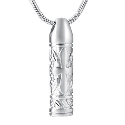 SHEIL Cremation Jewelry for Ashes Cross Tube Stainless Steel Memorial Keepsake Pendant Urn Necklace for Pet/Human Ashes