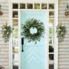 20 Inches Artificial Olive Leaves Wreath, Faux Green Wreath with Olive Fruits, Front Door Wreath Silk Greenery Garland for Wedding Festival Farmhouse Office Wall Window Home Decor view 2