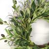 20 Inches Artificial Olive Leaves Wreath, Faux Green Wreath with Olive Fruits, Front Door Wreath Silk Greenery Garland for Wedding Festival Farmhouse Office Wall Window Home Decor view 4