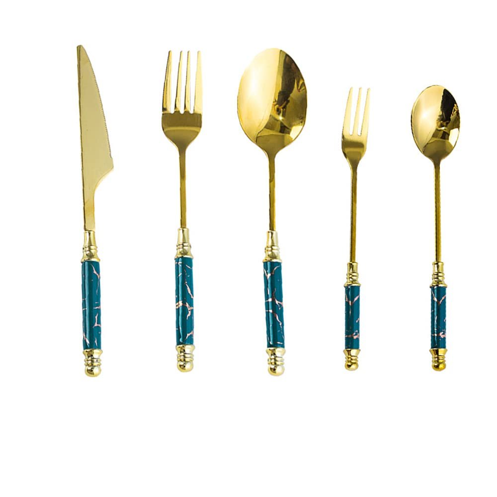 Silverware Set, Durable 18/10 Stainless Steel Blackish Green Cutlery Sets,Ceramic Handle,Include Knife Fork Spoon Coffee Spoon Fruit Fork,Eating Home Kitchen Set for Flatware,Mirror Polished.