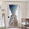 Blackout Door Curtain, Blue Brown Ombre Cream French Door Curtain Insulated Door Window Covering, Modern Geometric Aesthetic Privacy Door Window Curtains for Patio Sliding Glass Door 72"Lx25"W view 1