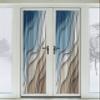 Blackout Door Curtain, Blue Brown Ombre Cream French Door Curtain Insulated Door Window Covering, Modern Geometric Aesthetic Privacy Door Window Curtains for Patio Sliding Glass Door 72"Lx25"W view 2