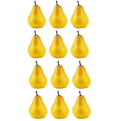 12Pcs Artificial Pears, Faux Foam Plastic Yellow Pears, Decorative Artificial Fruits Simulation Fruit for Home Kitchen Restaurant Office Wedding Party Decor Photo Props