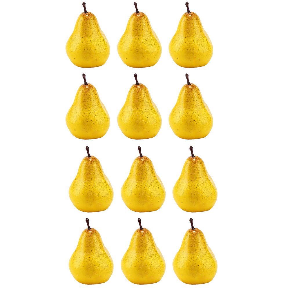 12Pcs Artificial Pears, Faux Foam Plastic Yellow Pears, Decorative Artificial Fruits Simulation Fruit for Home Kitchen Restaurant Office Wedding Party Decor Photo Props