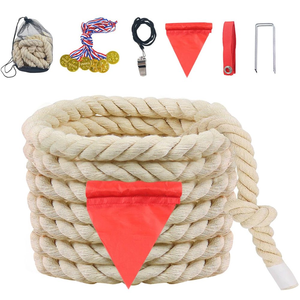 Tug of War Rope for Kids and Adults, Outdoor Lawn Games Set Perfect for Carnival Team Building Yard Activities, Field Day Family Reunion Birthday Party Game, Outdoor Backyard Games, 30 Feet