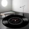 Wemune Fashion Vinyl Record Pattern Floor Mat, Music Record Black Round Area Rug, for Bedroom Living Room Study Playing,Non-Slip Floor Mat Carpet, Home Decor Rugs,B,63 inch view 2