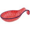 Polmedia Polish Pottery Spoon Rest UNIKAT - Red Squares Pattern Handmade in Boleslawiec Poland by Ceramika Artystyczna + Certificate of Authenticity view 1