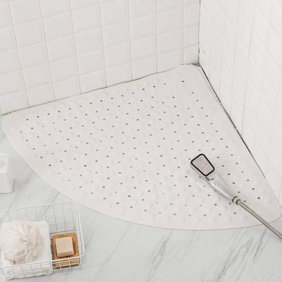 WANGZHENG Corner Shower Mat Fan-Shaped Shower Mat Anti-Slip Bathroom Mat Bathroom Floor Mat Suitable for Toilet Drip Mat-White||65 * 65cm