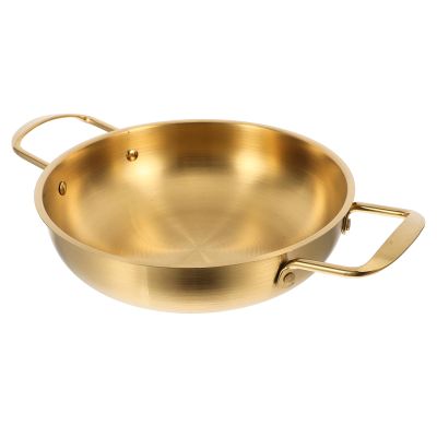 Luxshiny Stainless Steel Mini Hot Pot with Double Loop Handles 13.18X9.05X2.75In Portable Small Skillet for Stovetop to Table Outdoor Camping Cooking Pan