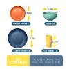 Teivio 32-Piece Kitchen Plastic Wheat Straw Dinnerware Set, Service for 8, Dinner Plates, Dessert Plate, Cereal Bowls, Cups, Unbreakable Colorful Plastic Outdoor Camping Dishes, Autumn Multicolor view 2