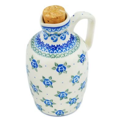 Polmedia Polish Pottery Bottle - Cabbage Rose Pattern Handmade in Boleslawiec Poland by Ceramika Artystyczna + Certificate of Authenticity