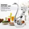 Beufee 14Pcs Mteal Dessert Cutlery Set, Zinc Alloy Dinnerware Silver Coffee Spoon Set Swan Holder Tableware with 6spoons 6 Forks Home Decoration view 3
