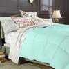 1 PC Box Stitched Aqua Stripe Comforter | Oversized Queen-All Season Goose Down Feather 100% Egyptian Cotton Yarns- 500 GSM Fill Weight Ultra Soft,Cloud Fluffy Duvet Insert with Corner Tabs view 1