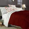 1 PC Box Stitched Burgundy Stripe Comforter | Queen/FullSize-All Season Goose Down Feather 100% Egyptian Cotton Yarns- 500 GSM Fill Weight Ultra Soft,Cloud Fluffy Duvet Insert with Corner Tabs view 1