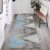 Geometric Grey Blue Hallway Area Rug Non-Slip Long Carpet Runners for Corridor/Kitchen/Entryway Non-Slip Floor Mat 60cm/70cm/80cm/100cm Wide (Size : 2.6 ft x 4.9 ft) view 3