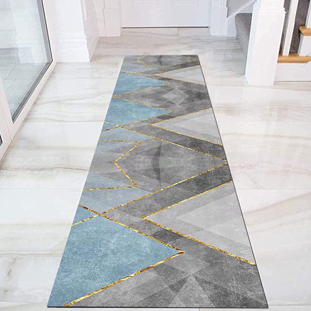 Modern Grey Blue Hallway Runner Rug, 100cm/1.5m/2m/2.5m/300cm/350cm/4m/5m/6m Long Carpets Runner for Corridor/Kitchen/Bedroom/LivingRoom/Entryway (Size : 2 ft x 14.8 ft)