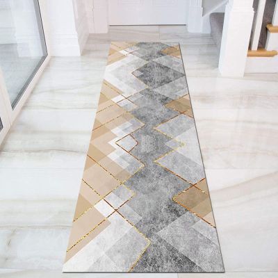 Modern Grey Hallway Runner Rug, Non-Slip Washable Area Rug for Kitchen Floor, Corridor, Bedroom, Living Room, Entryway Carpet Runner Mat 60x150cm (Size : 2.3 ft x 6.6 ft)