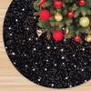 Black Sequin Christmas Tree Skirt 36 Inch Christmas Tree Skirt Soft Velvet Halloween Tree Skirt Mat Christmas Decorations for Holiday Family Reunion Round Tree Cover Skirt Unique Glittery Tree Blanket view 1