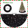 Black Christmas Tree Skirt 46 Inch Sequined Christmas Tree Skirt Soft Velour Halloween Tree Skirt Mat Sparkle Tree Decoration for Christmas Family Reunion Round Tree Cover Skirt Glittery Tree Blanket view 3