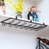 7 slots Wine Glasses Rack, hanging Stemware Hanger, Under Cabinet glassware Organizer, Wine Glass Storage Hanger, Ideal for kitchen, living room, bar (Color : Black) view 1