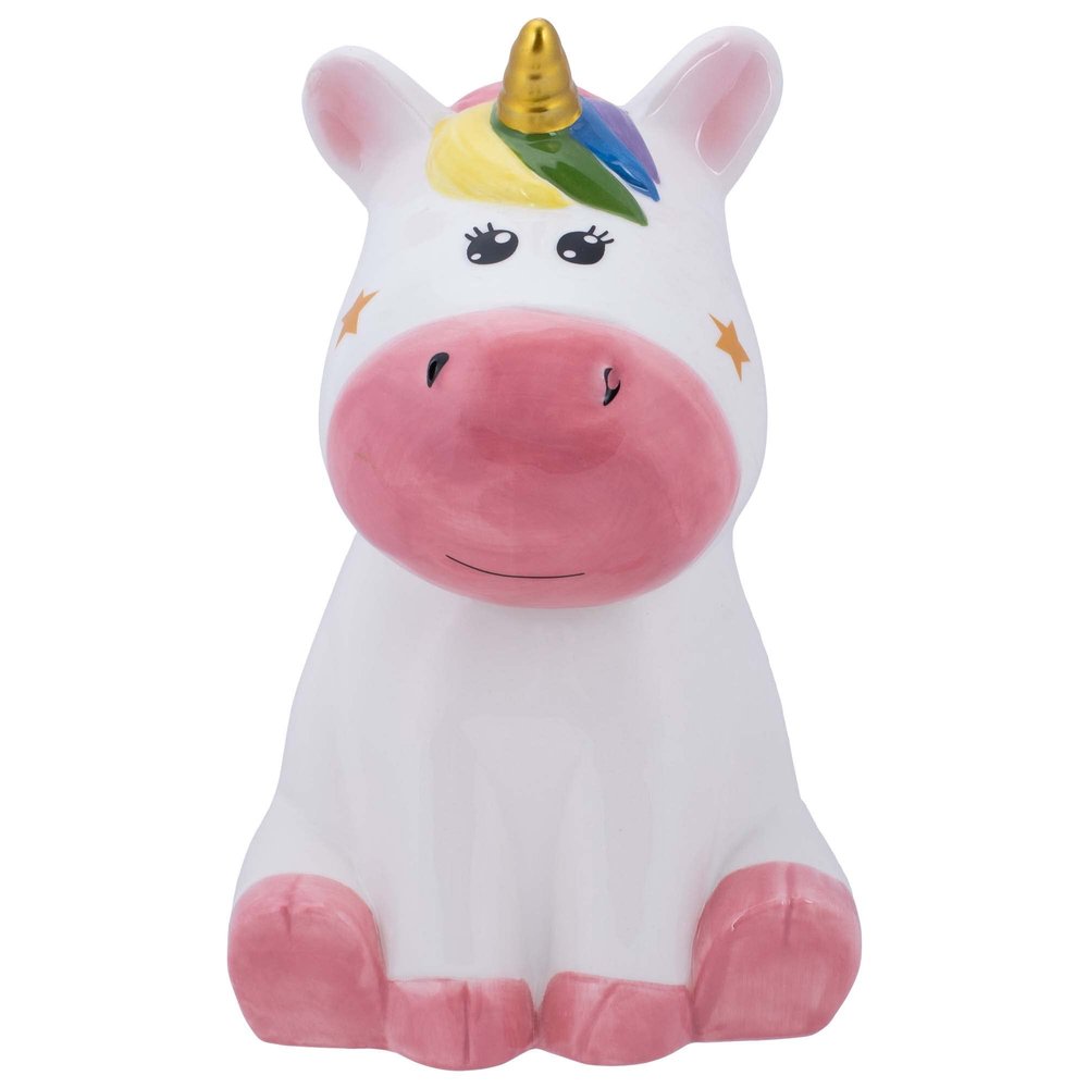 100 North Dolomite Ceramic 10 x 7.3 Everyday Cookie & Candy Jar with Airtight Lid: Perfect for Kitchen Canisters, Pet Treat Containers & Decorative Magical Storage, Rainbow Unicorn With Stars