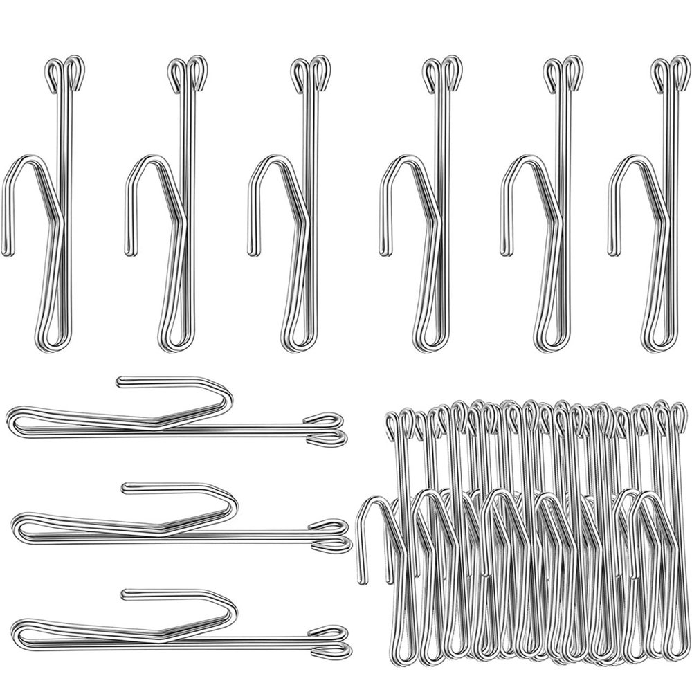 Slip on Drapery Hooks 3 INCHES (7.5 CM). Holiday Decoration Hooks. for Hanging Pinch Pleated Curtains. Drapery Accessories Metal Curtain Hooks, Stainless Steel Curtain Hooks, Silver