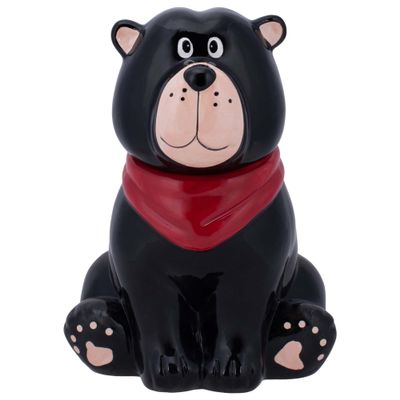 100 North Black Bear Handkerchief 10 x 7.9 Dolomite Ceramic Everyday Cookie & Candy Jar with Airtight Lid: Perfect for Kitchen Canisters, Pet Treat Containers & Decorative Storage