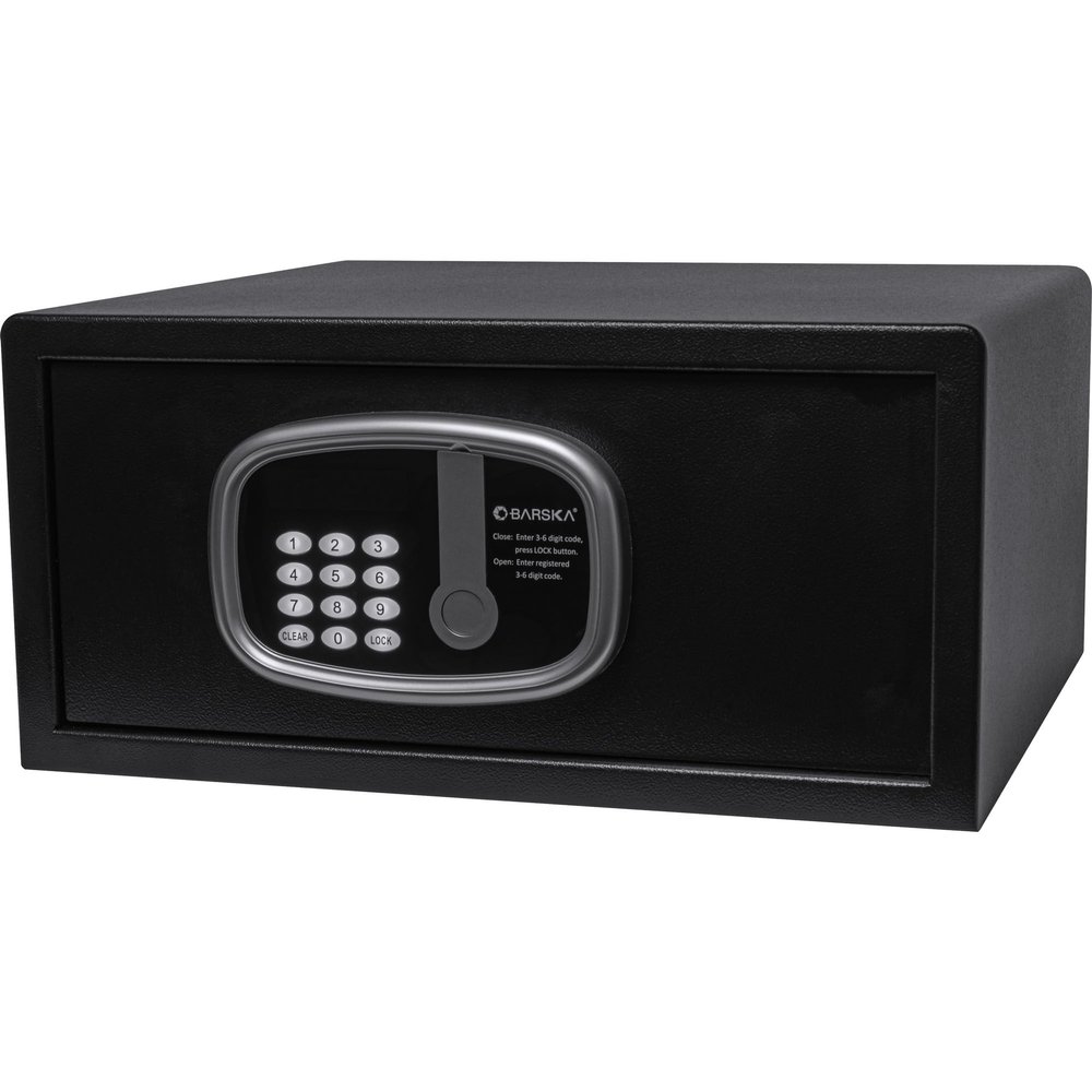 Barska Digital LED Keypad Hotel Safe with Motorized Locking Bolts & Interior LED - 0.84 Cu Ft 15" Laptop