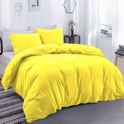 All Star Linen 100% Organic 1 Pieces Grand King Duvet Cover Set Zipper & Closure Yellow Comforter Cover Grand King 106x106