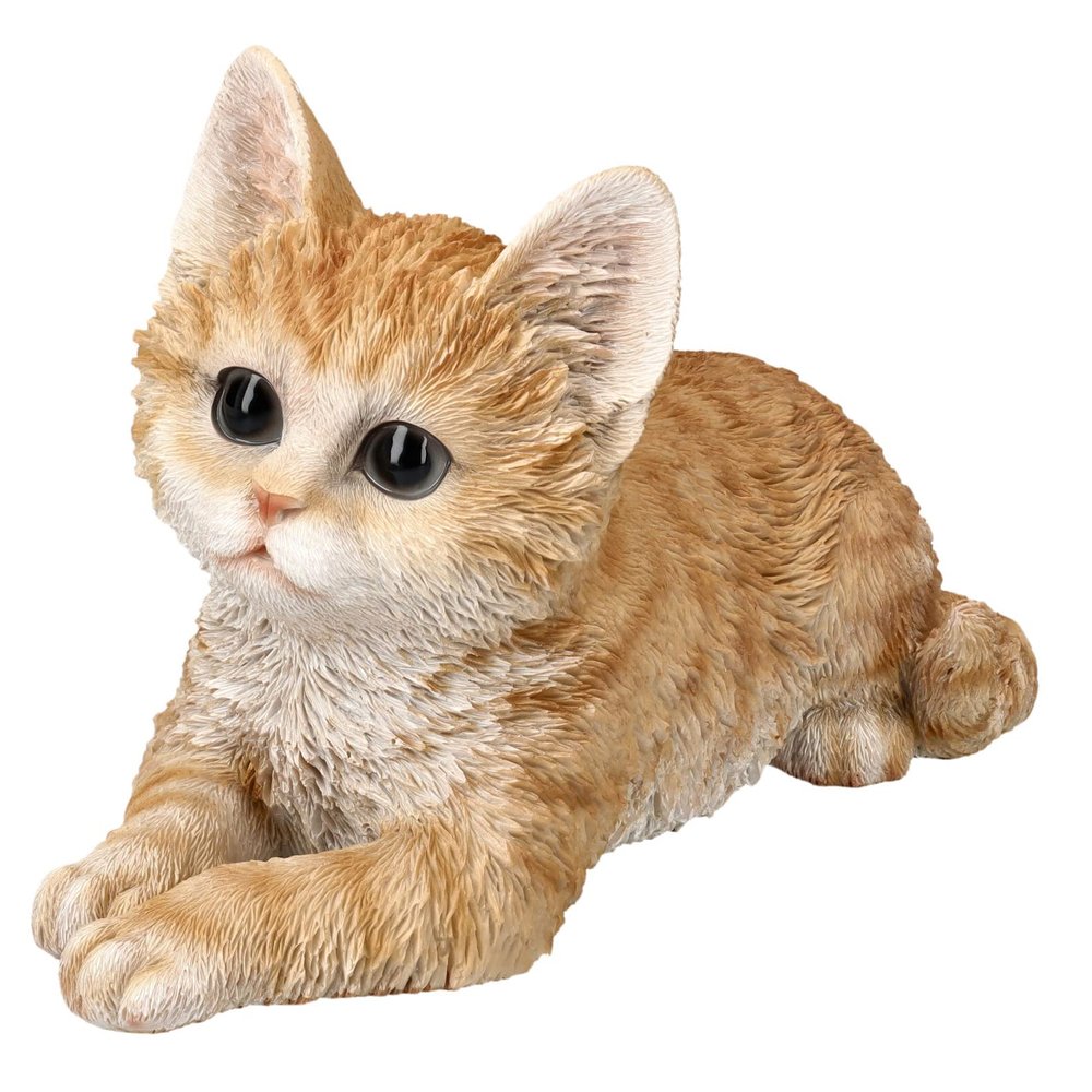 5" Orange Tabby Kitty Real Looking Laying Down Cat Collection Figurine