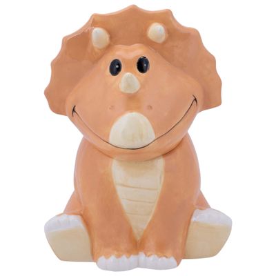 100 North Dolomite Ceramic 9.9 x 9.6 Everyday Cookie & Candy Jar with Airtight Lid: Perfect for Kitchen Canisters, Pet Treat Containers & Decorative Storage, Tan Triceratops Dinosaur