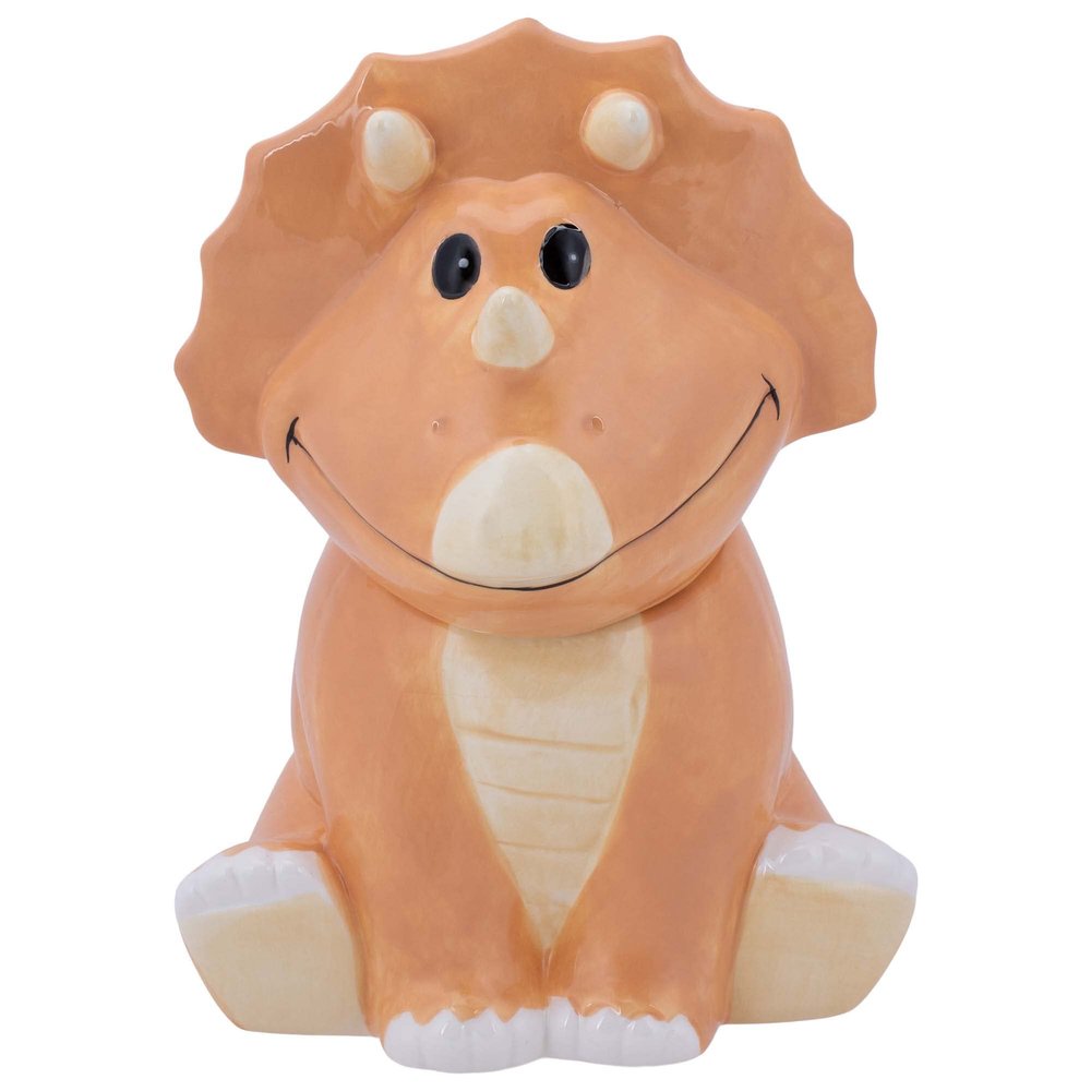 100 North Dolomite Ceramic 9.9 x 9.6 Everyday Cookie & Candy Jar with Airtight Lid: Perfect for Kitchen Canisters, Pet Treat Containers & Decorative Storage, Tan Triceratops Dinosaur