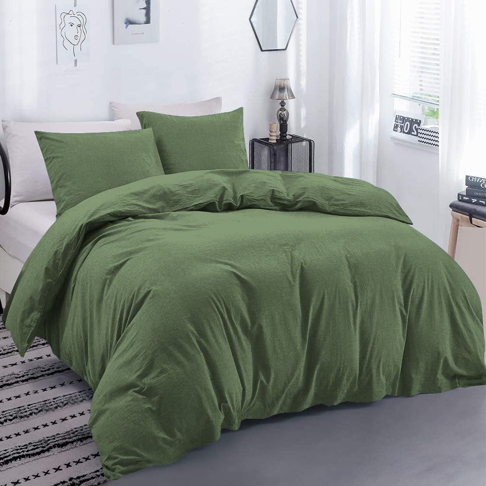 All Star Linen 100% Organic 1 Pieces Super King Duvet Cover Set Zipper & Closure Sage Green Comforter Cover Super King 120x120