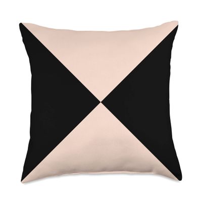 4 Black and Beige Abstract Triangle Design Throw Pillow