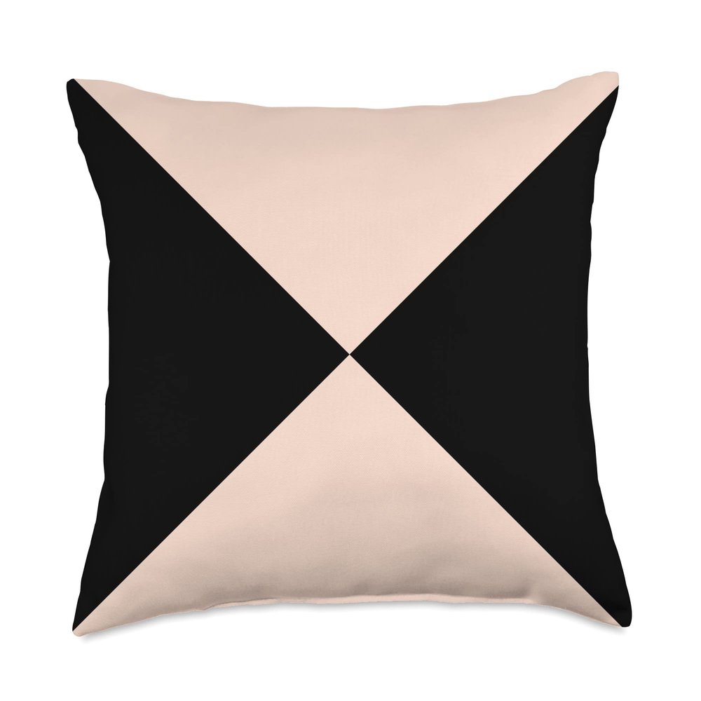 4 Black and Beige Abstract Triangle Design Throw Pillow