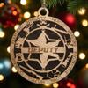 3" Handcrafted Wooden Deputy Christmas Ornament with Solid Background and 6-Point Star Badge - Custom Law Enforcement Holiday Dcor view 2