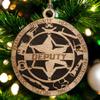 3" Handcrafted Wooden Deputy Christmas Ornament with Solid Background and 6-Point Star Badge - Custom Law Enforcement Holiday Dcor view 3