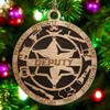 3" Handcrafted Wooden Deputy Christmas Ornament with Solid Background and 6-Point Star Badge - Custom Law Enforcement Holiday Dcor view 4