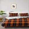 4 Piece California King Duvet Cover Set Thanksgiving Day Tartan Plaid Comforter Covers Ultra Soft Bed Sheet with Decoretive 2 Pillow Shams Bedding Collection Sets Orange Black Buffalo Check view 2