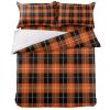 4 Piece California King Duvet Cover Set Thanksgiving Day Tartan Plaid Comforter Covers Ultra Soft Bed Sheet with Decoretive 2 Pillow Shams Bedding Collection Sets Orange Black Buffalo Check view 3
