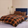 4 Piece California King Duvet Cover Set Thanksgiving Day Tartan Plaid Comforter Covers Ultra Soft Bed Sheet with Decoretive 2 Pillow Shams Bedding Collection Sets Orange Black Buffalo Check view 4